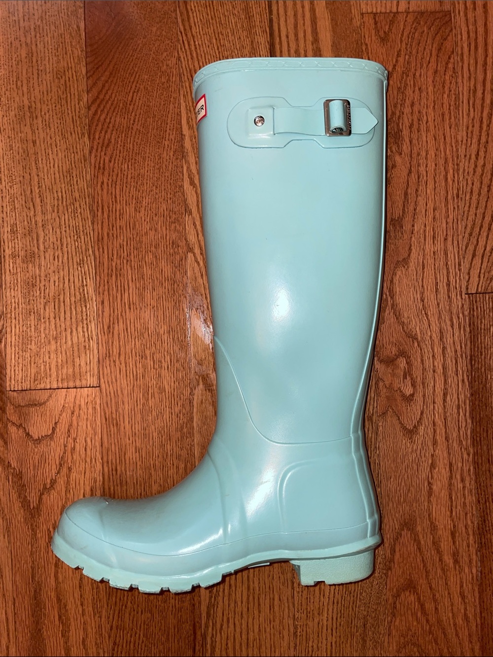 Women's Original Hunter Tall Rain Boots - Light Blue Rubber Waterproof Wellies - Picture 3 of 9
